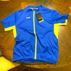 NWT Short sleeve Cycling Jersey full zip size M bright blue & green